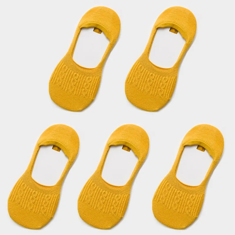 Candy Color Invisible Non-slip Low Cut Socks Fashion Women Casual Cotton Breathable Ankle Boat Socks 5Pairs