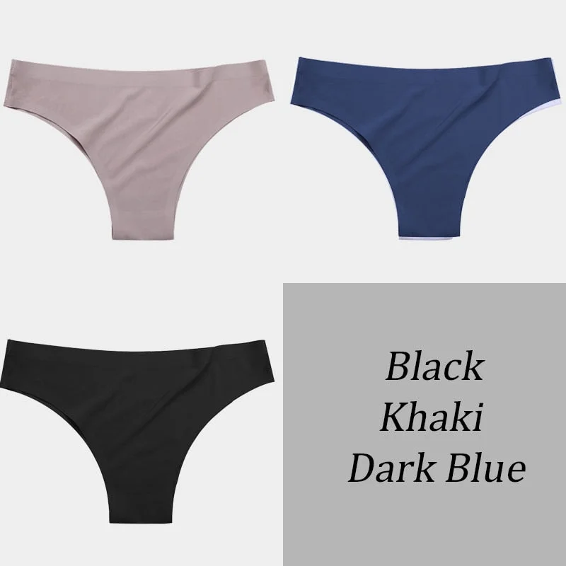 3PCS/Set Women Seamless Panties Sexy Underwear Invisible Lingerie Breathable Briefs Ice Silk Ultra-thin Intimate Underpants M-XL