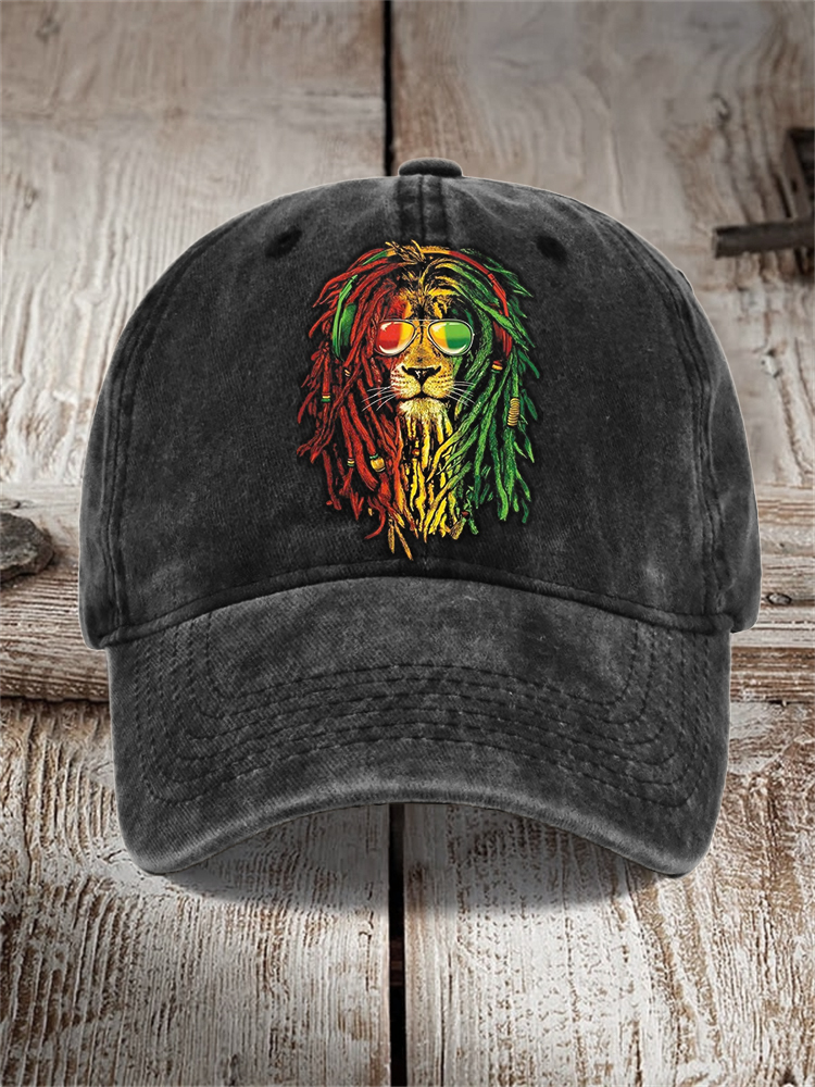 Comstylish Rasta Lion Reggae Lover Washed Cap