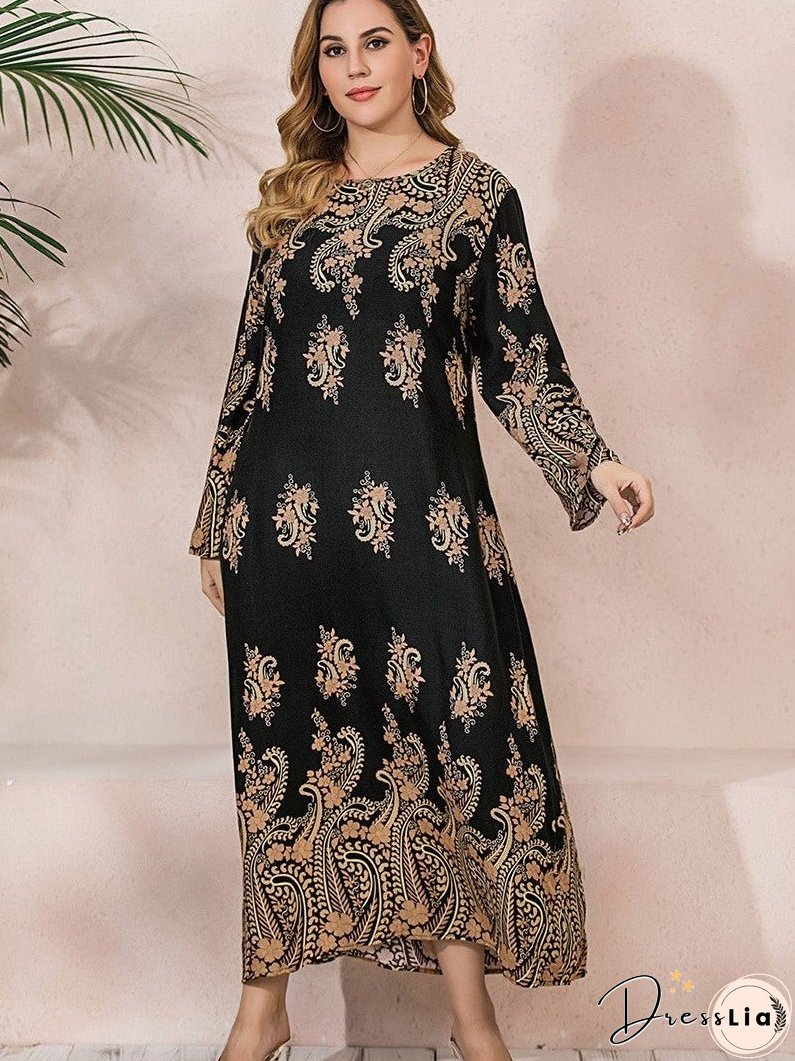 Elegant Loose Long Sleeve Plus Dresses