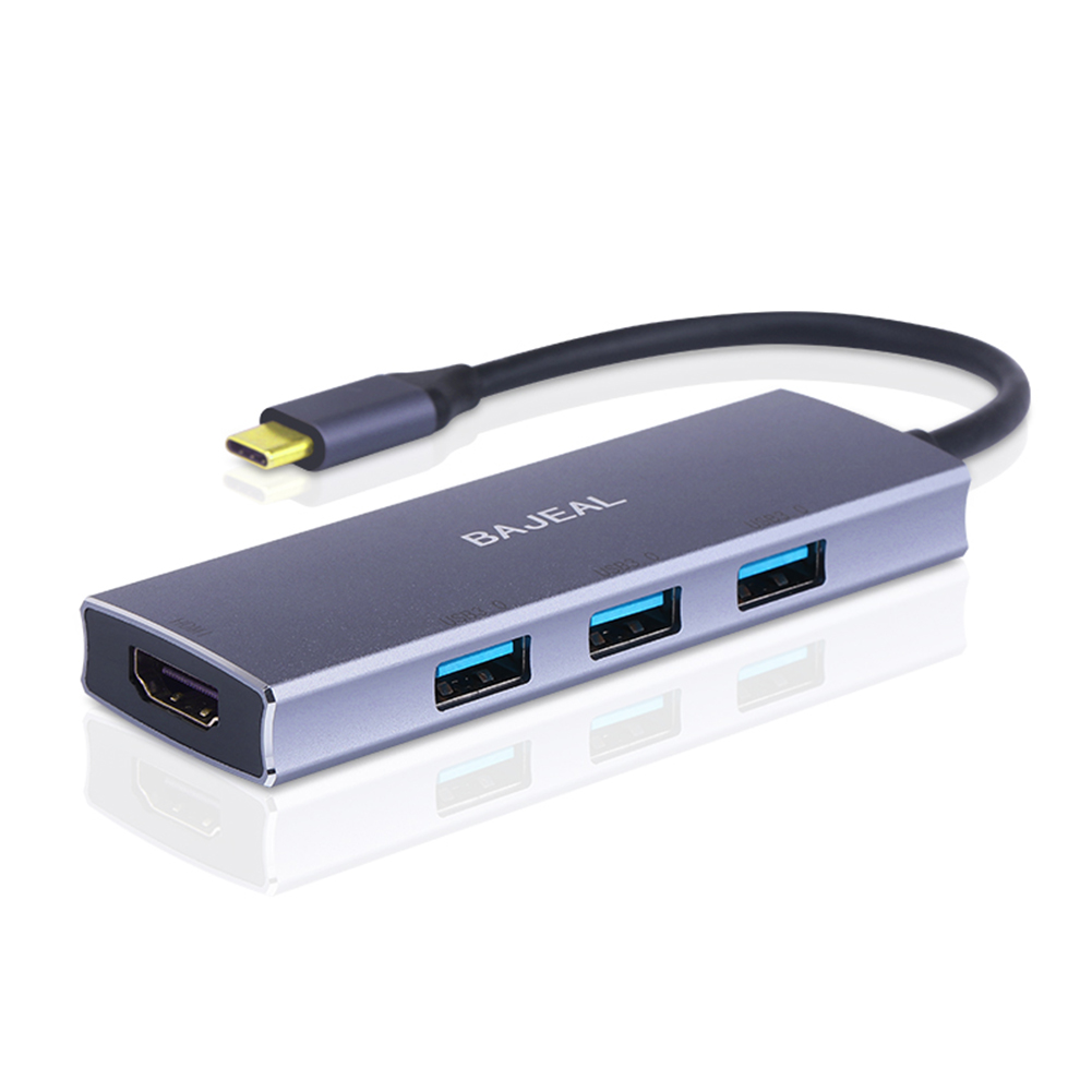

Aluminum Alloy Type-C Hub 4K Hdmi 3 Usb 3.0 4 In 1 Adapter For Laptop Pc, 501 Original
