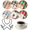 (US Local)6pcs Set Xmas Theme DIY Diamond Painting Coasters Kit with Holder Kit