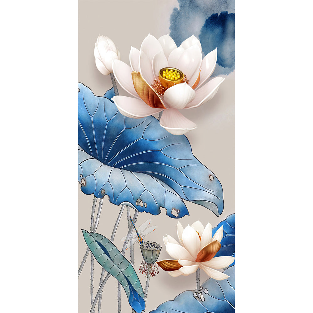 Lotus Flower 30*60CM(Canvas) Full Round Drill Diamond Painting gbfke