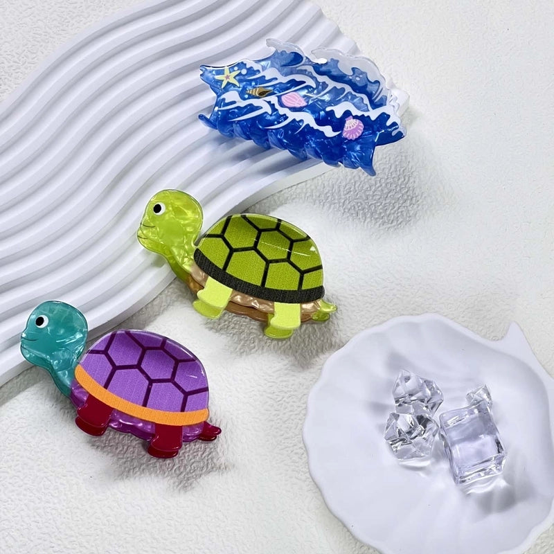 Women’s Cute Artistic Tortoise Sea Wave Acetic Acid Sheets Hair Claws