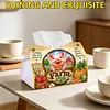 (24cm)Diamond Art Tissue Box Cover DIY PU Desktop Organizer Large(Farm)