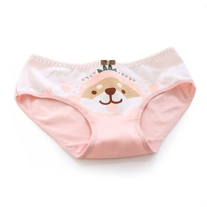Women's Cartoon Underwear Panties Cotton Underpants Mid Waist Seamless Female Briefs Little Fresh Girl's Underwear Briefs