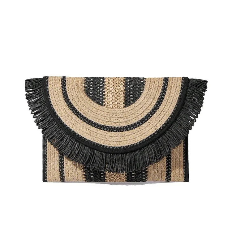 Straw Tassel Envelope Bag