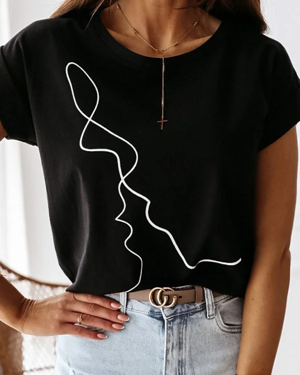 Fashion Casual Round Neck Short Sleeve Top