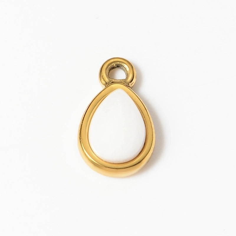 1 Piece 12 * 19mm 8*13mm 304 Stainless Steel Natural Stone Geometric Pendant Jewelry Accessories