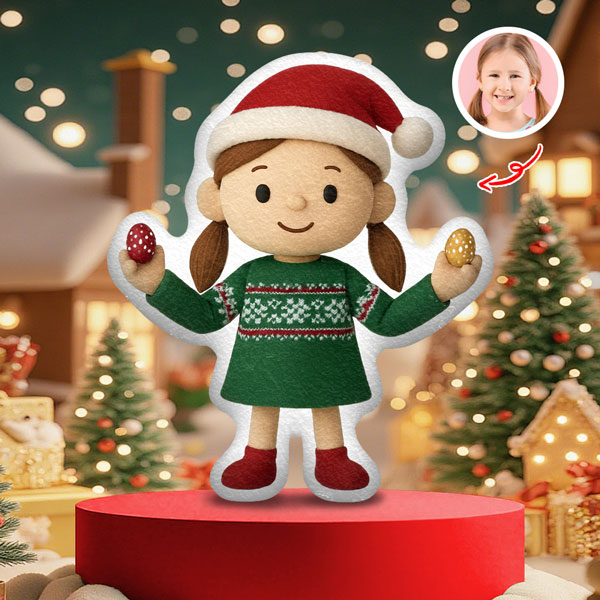 Custom Christmas Cartoon Elf Pillow | Minime Pillow Doll Personalized Face & Name Pillow | Personalized Christmas Gifts For Boys & Girls artswardrobe