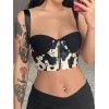 Cow Pattern Pu Leather Corset Top
