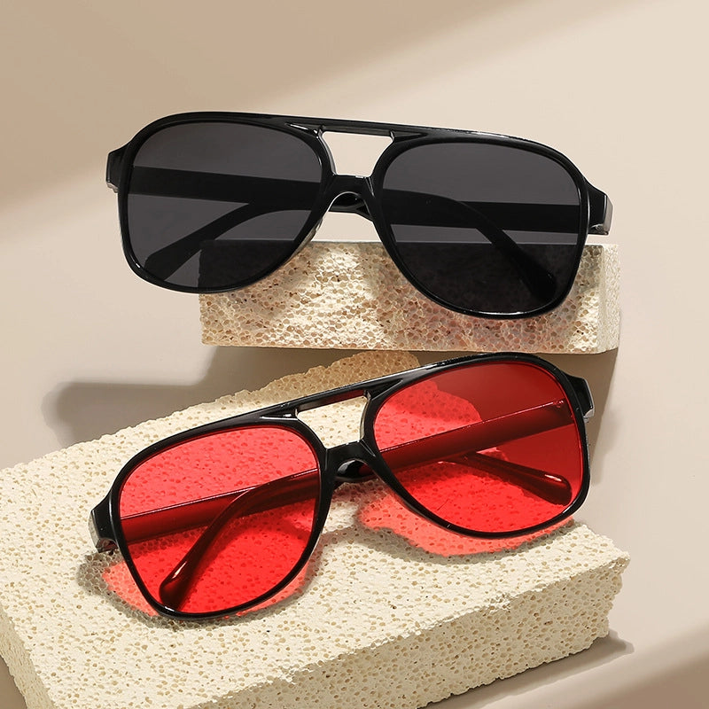 Retro Double Beam Sunglasses New Trendy Personalized Big Frame Internet Celebrity Toad Sunglasses