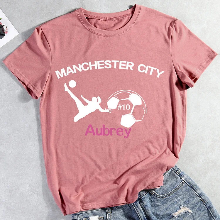 Custom Name And Number Manchester City Football T-shirt Tee-012809-Annaletters