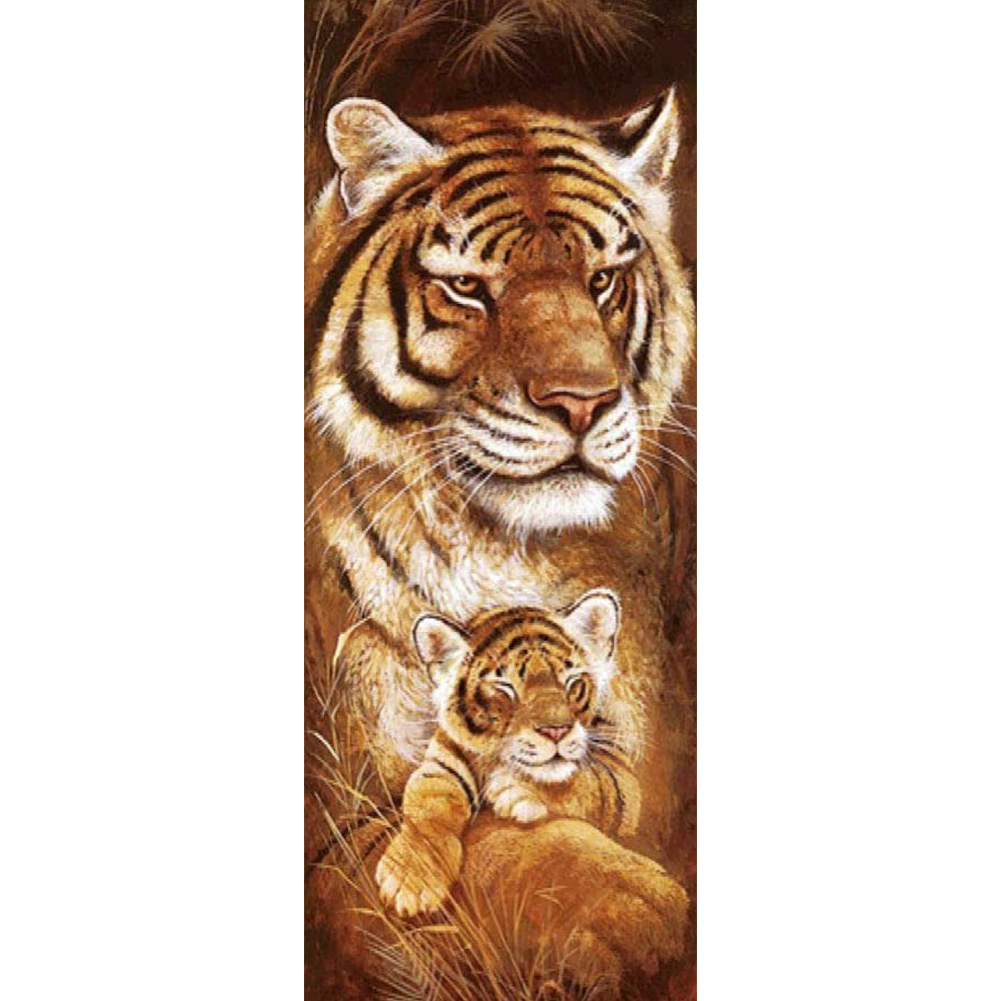 

Tiger Mother and Child - Round Drill Diamond Painting - 35*90CM (Big Size), 501 Original