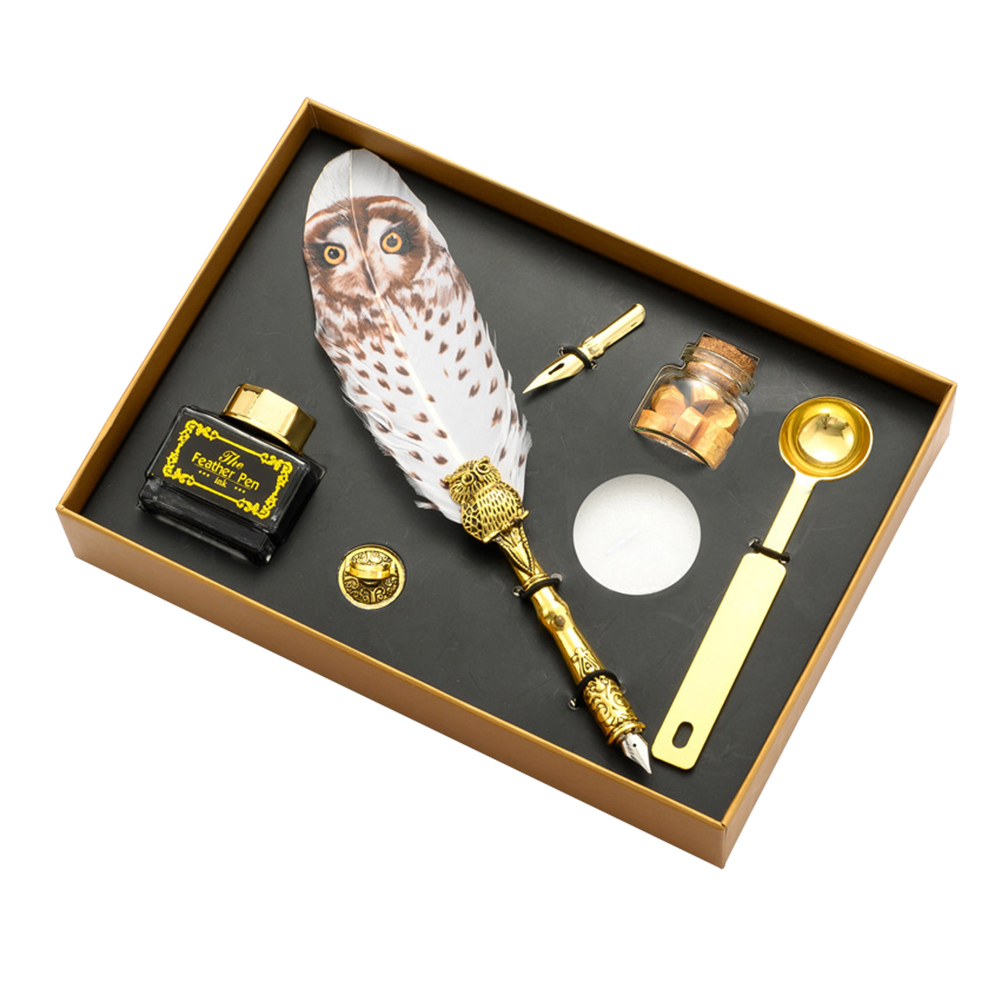 

Fountain Pen Set Owl Feather Pen (White, 501 Original