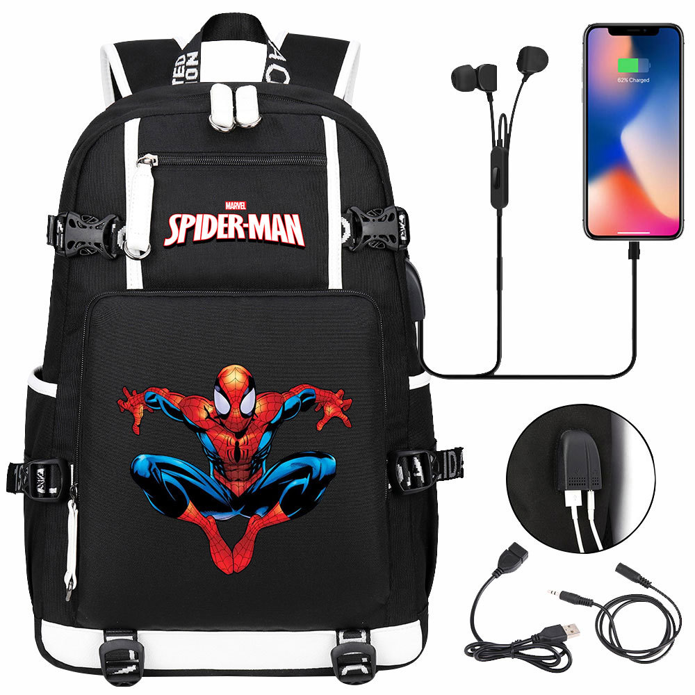 Spider-Man Double-Sided Backpack with USB Charging - Perfect for 15-inch Laptops-Mayoulove