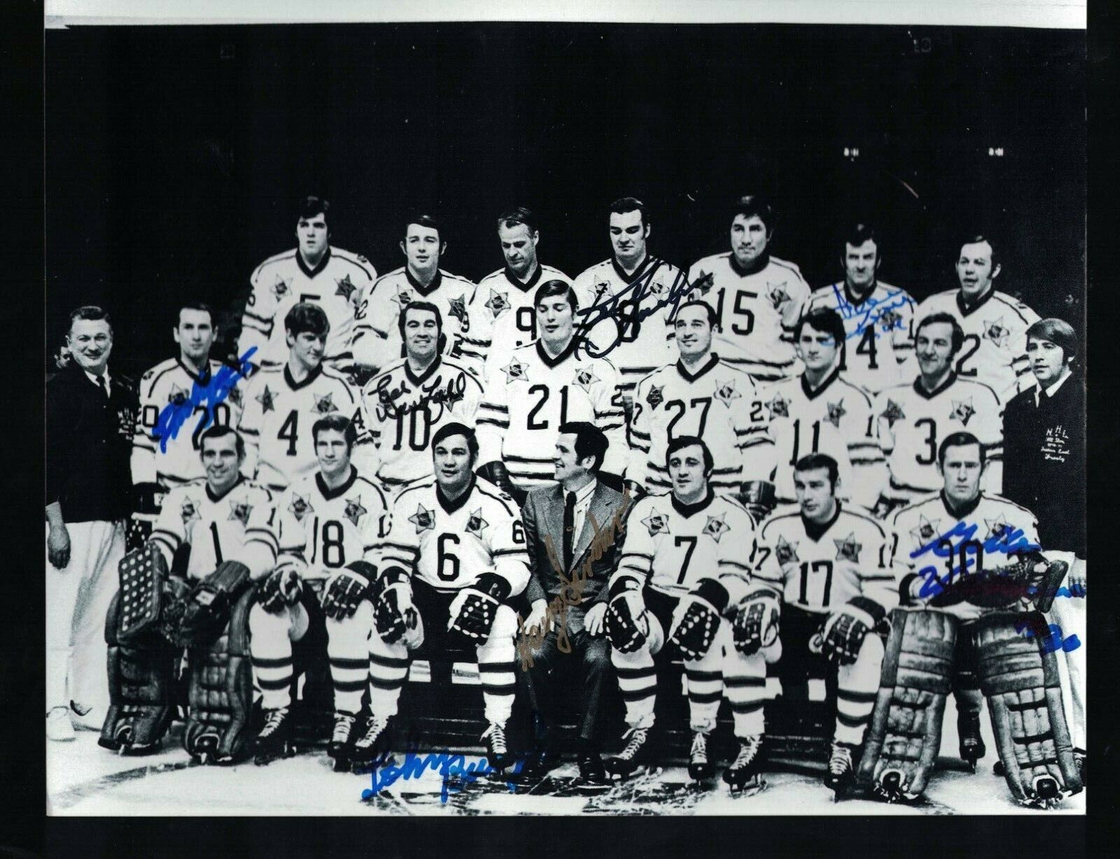 1971 NHL Eastern Division Team Photo Poster painting Signed by 7 W/Our COA