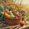 (Counted)Autumn Harvest Fruit And Vegetable Basket-11CT Cross Stitch 40*40cm/15.75*15.75in