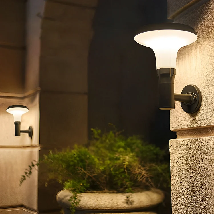 Round Flower LED Waterproof Black Modern Solar Wall Lamp Wall Sconces Lighting - Appledas