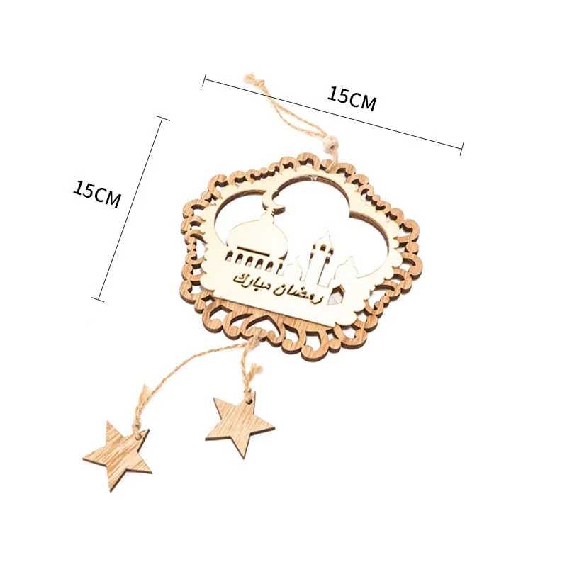 Eid Mubarak Pendant Wooden Ornament Decoration for Home Muslim Islamic Festival Party Eid Al-Adha Gifts Ramadan Kareem Decor