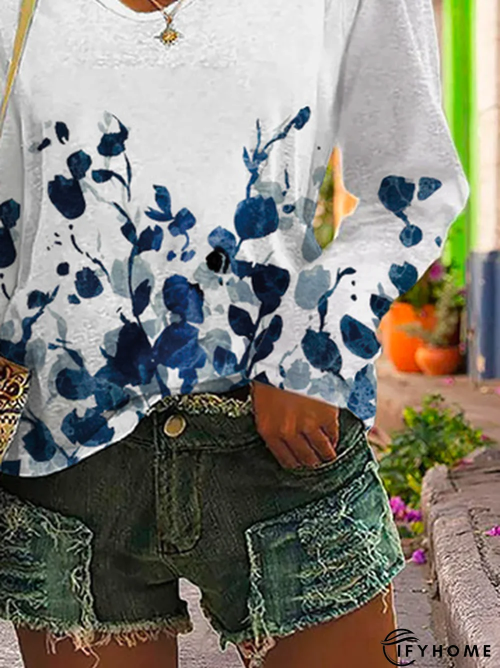 Floral Casual V Neck Tunic T-Shirt | IFYHOME