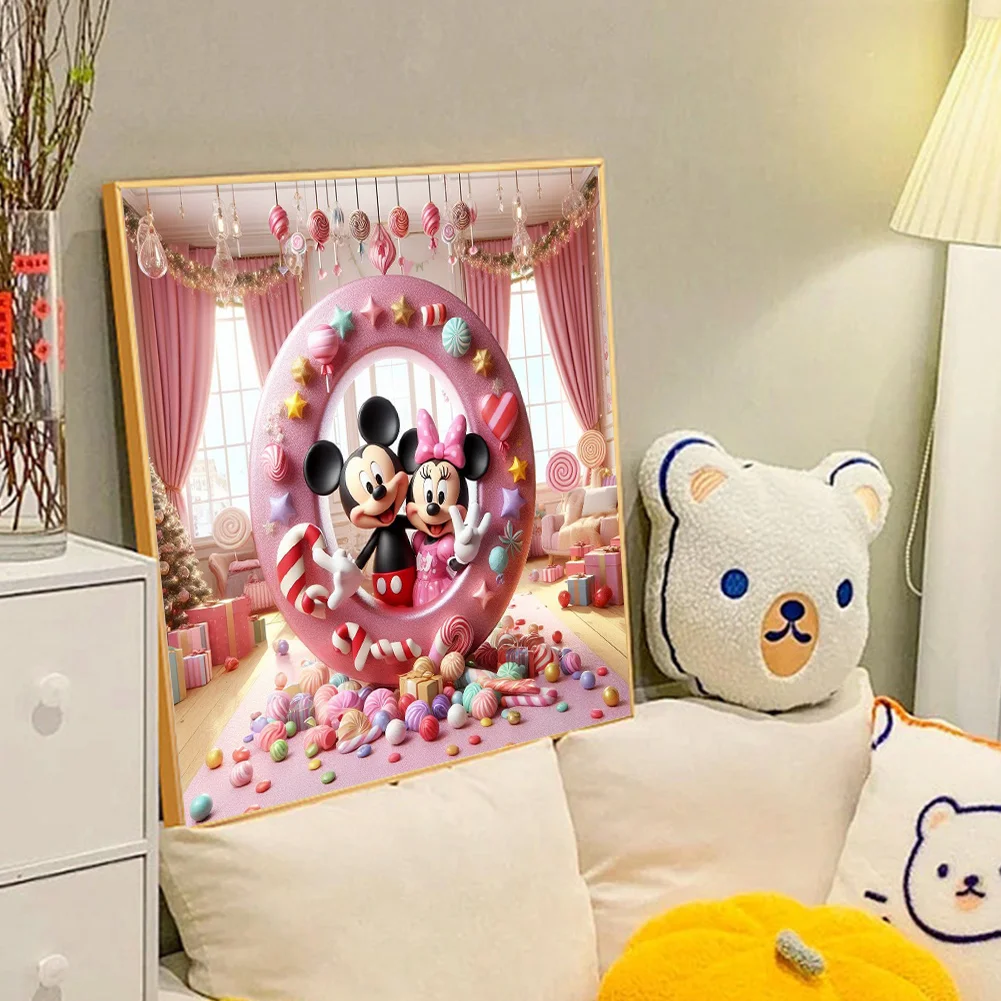 Full Round Diamond Painting 40*40cm - Mickey Minnie Alphabet