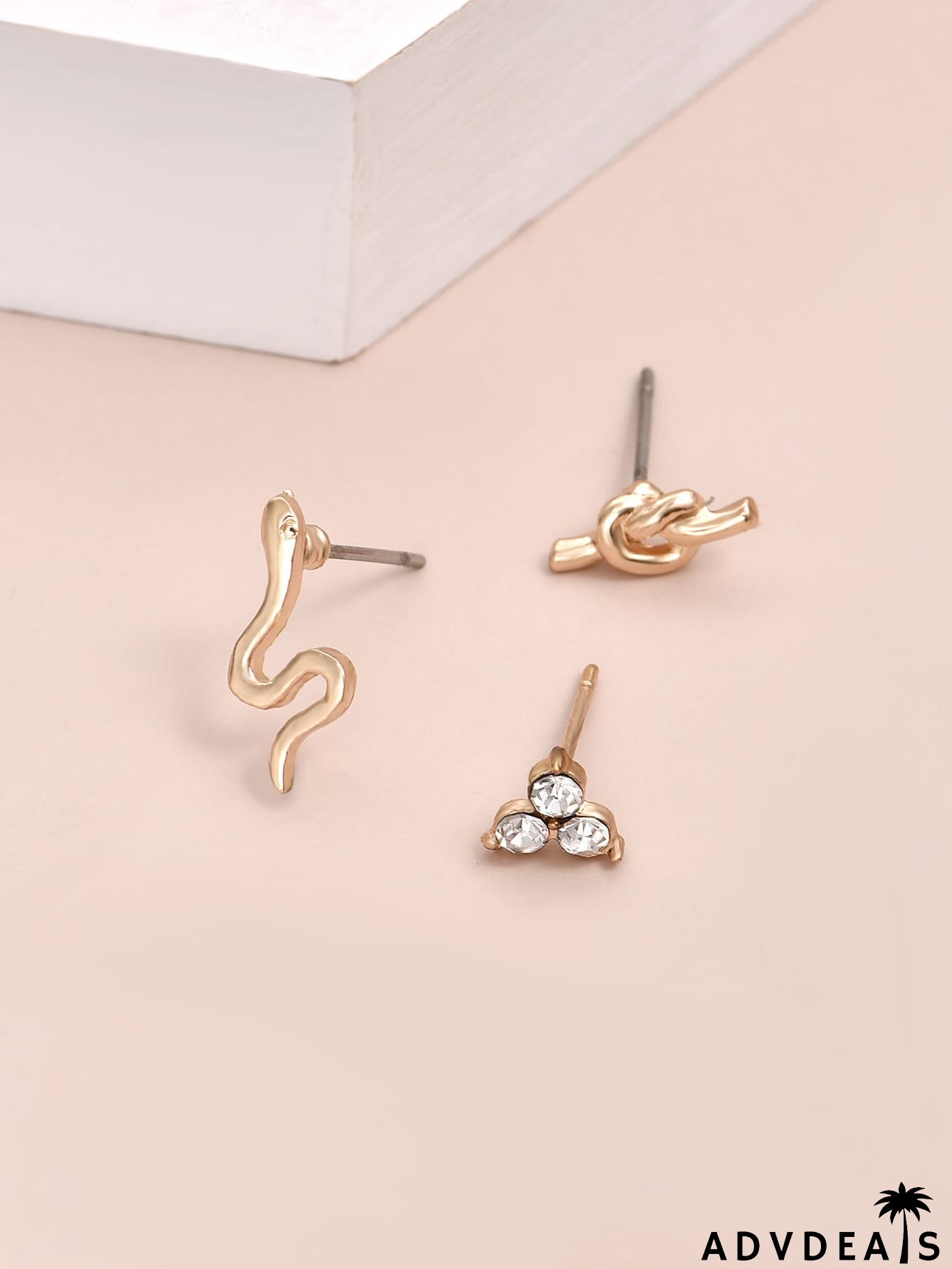 3pcs Rhinestone Decor Stud Earring