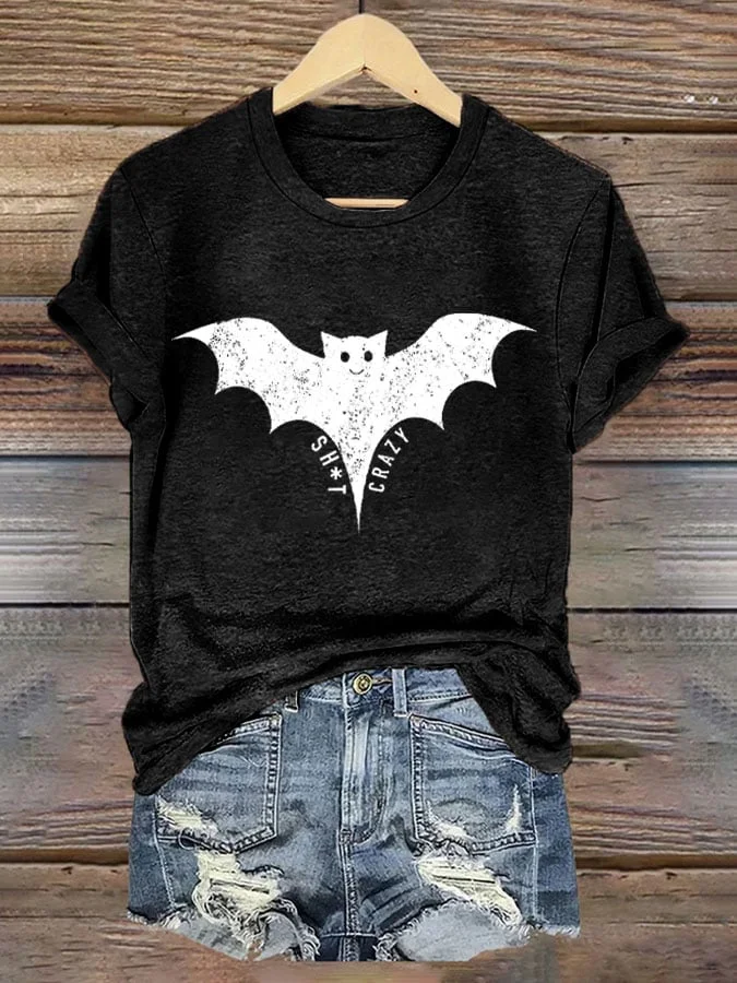 Women Sh*t Crazy Bat Print T-shirt