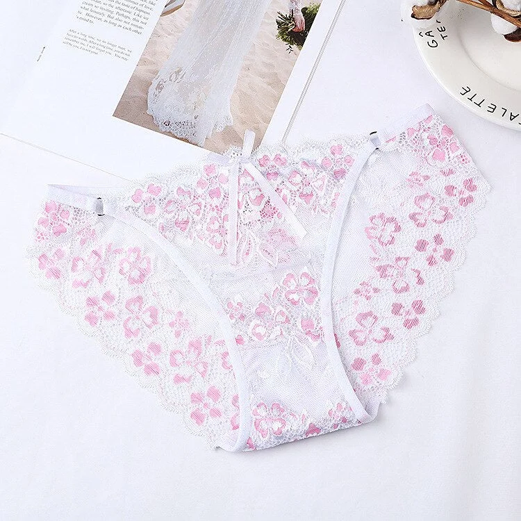 Ladies sexy lace panties, low-waist panties, floral embroidered panties, transparent T-back, thongs, lingerie underwear 2021 new