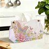 (24cm)Soft Pink Floral Butterfly 24cm DIY Diamond Painting Rhinestones Decorative Tissue Box Reusable Crystal Mosaic PU Tissue Holder for Home Car Desk Decoration Craft