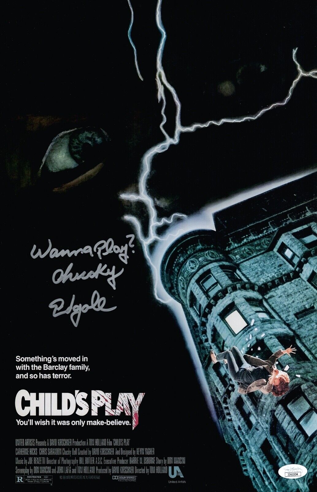 ED GALE Signed CHUCKY 11x17 Photo Poster painting Child's Play In Person Autograph JSA COA Cert