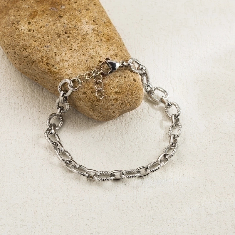 3 Pieces Minimalist Solid Color Stainless Steel Plating 18k Gold Plated Bracelets