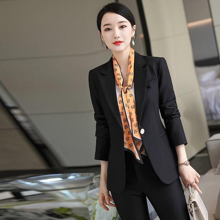 Women Pants Suit Uniform Designs Formal Style Office Lady Bussiness Attire Fall/Winter Slim White-Collar Workwear
