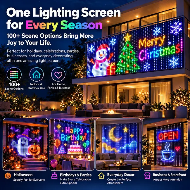 LED curtain lighting for Christmas Halloween birthdays weddings and events