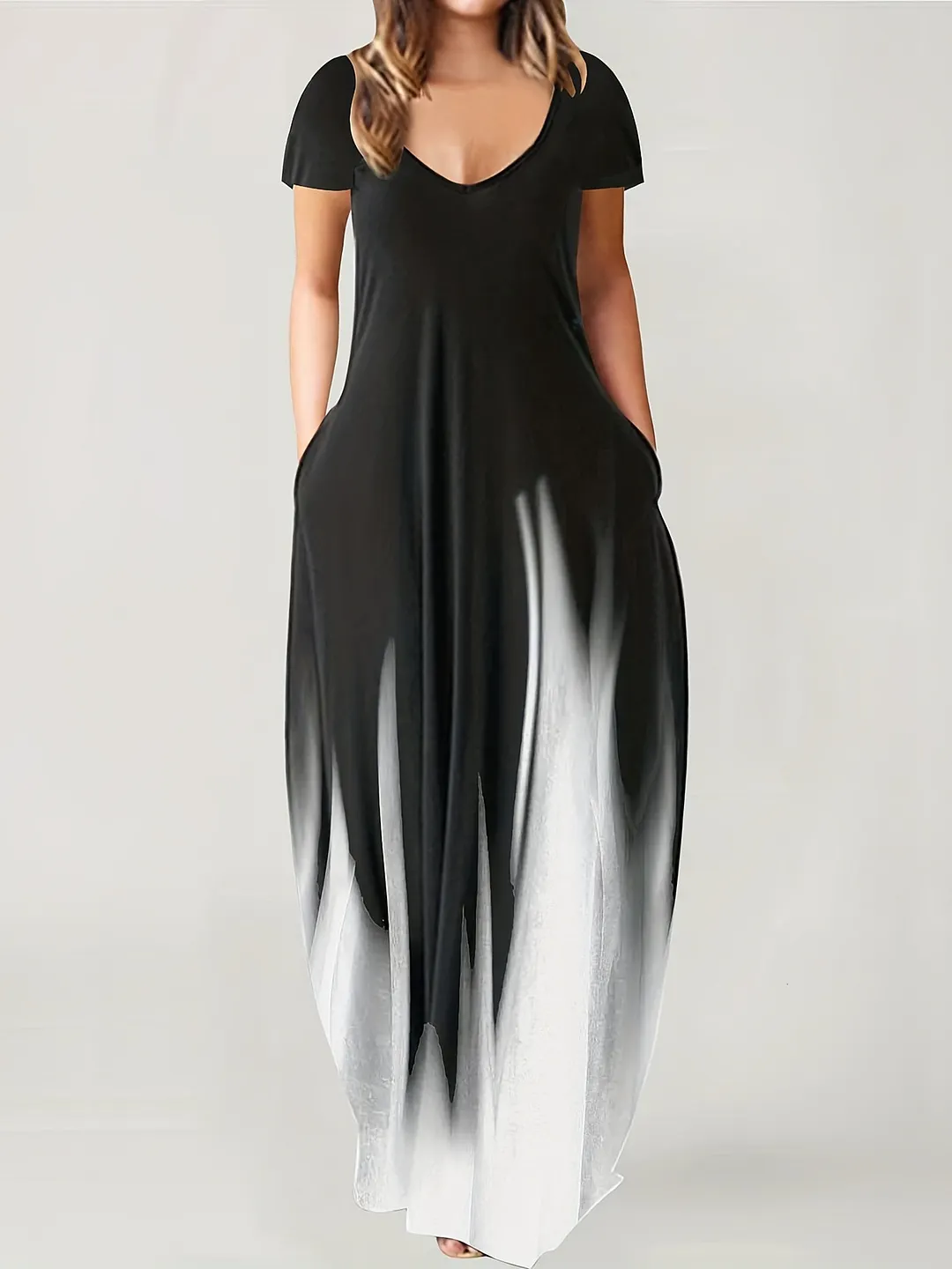 Churchf Churchf Summer Loose Print Casual Sexy Women's Dress Long Skirt Pocket Long Style Even