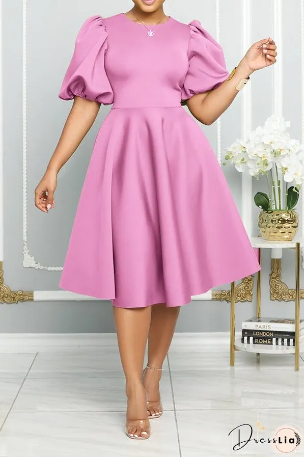 Bubble Short Sleeve Flare Midi Dress