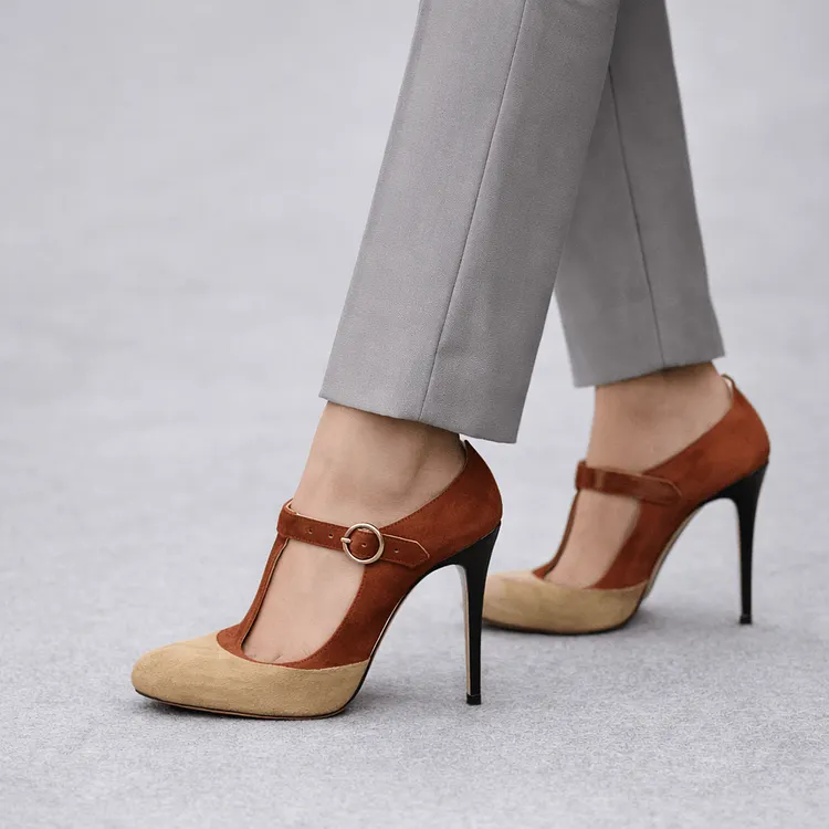 Brown Vintage Lace-Up Pointed Toe Stiletto Heel Ankle Boots Vdcoo