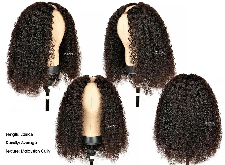 YVONNE 3B 3C Malaysian Curly Human Hair Thinnest Szie U Part  display picture 3