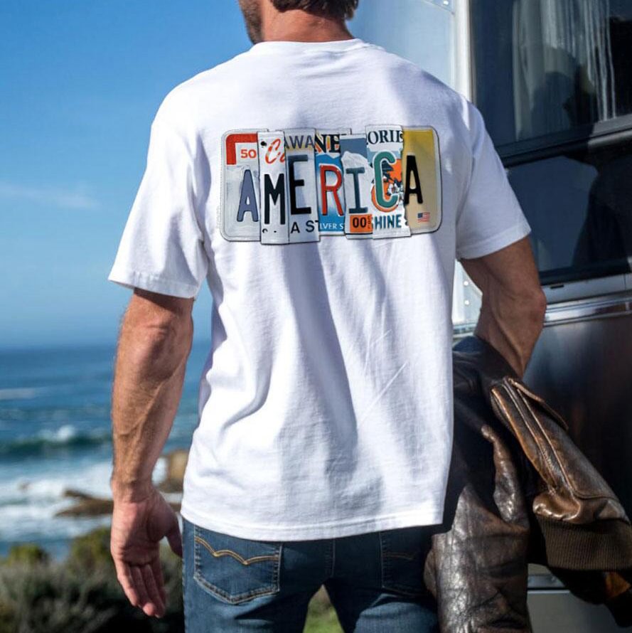 Driver's License America White Crew Short Sleeve T-shirt