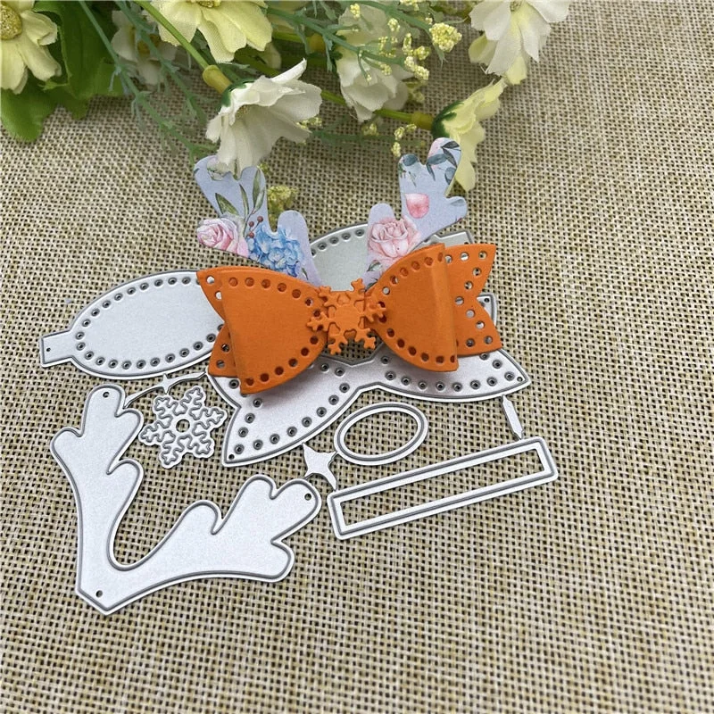 Christmas bow lace card  Metal Cutting Dies Stencils For DIY Scrapbooking Decorative Embossing Handcraft Die Cutting Template