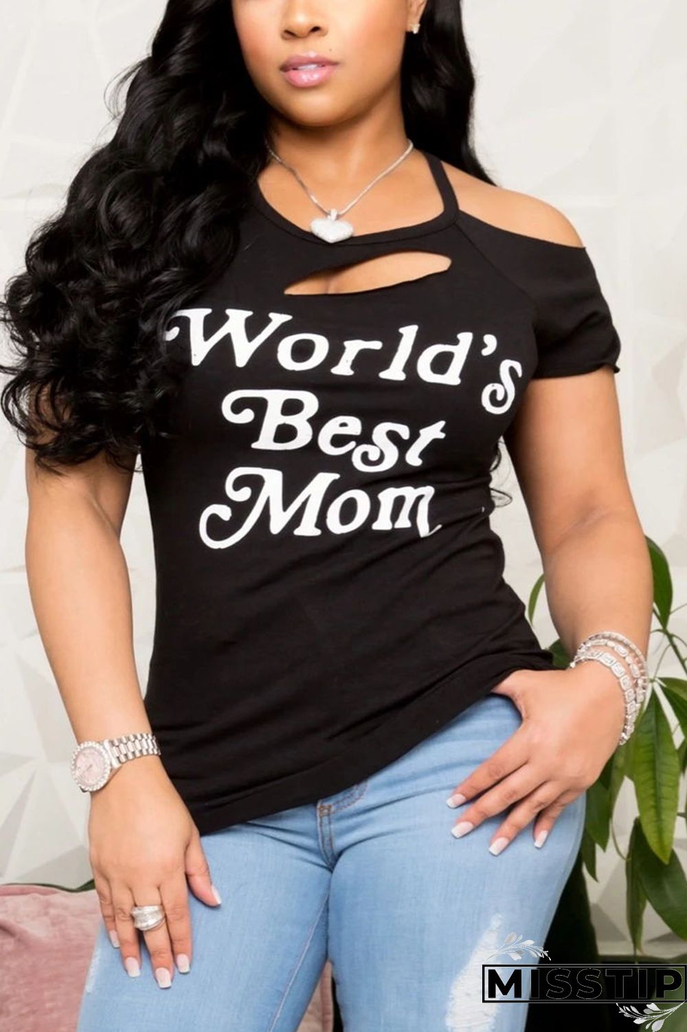 BlackWhite Fashion Casual Printed Short-sleeved T-shirt