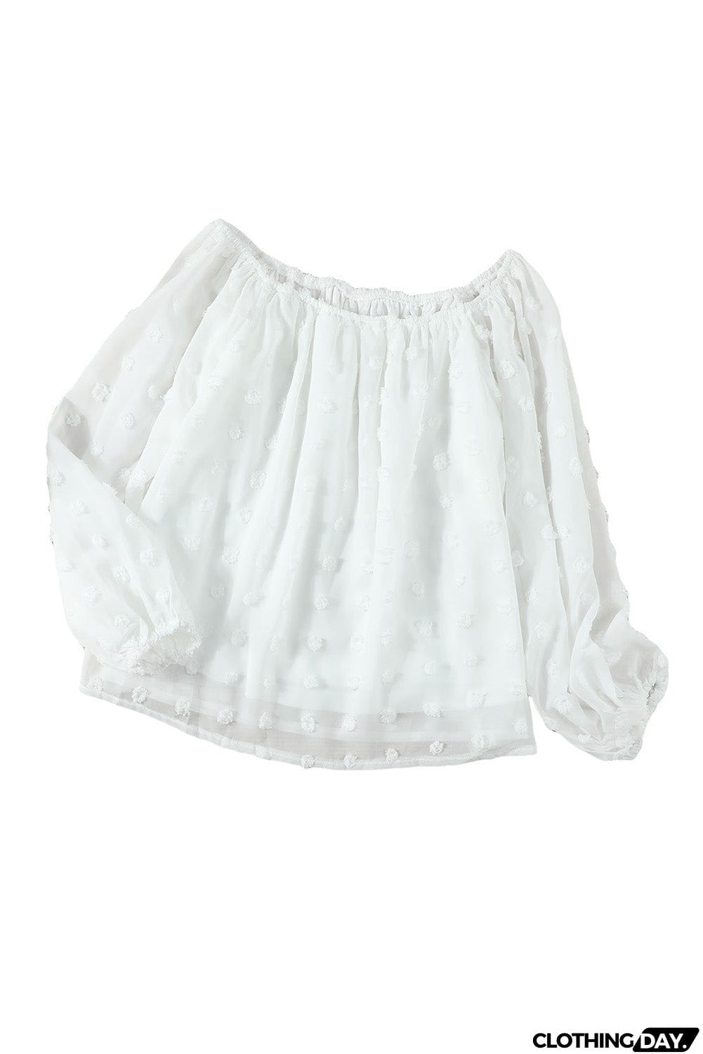 Off Shoulder Swiss Dot Blouse