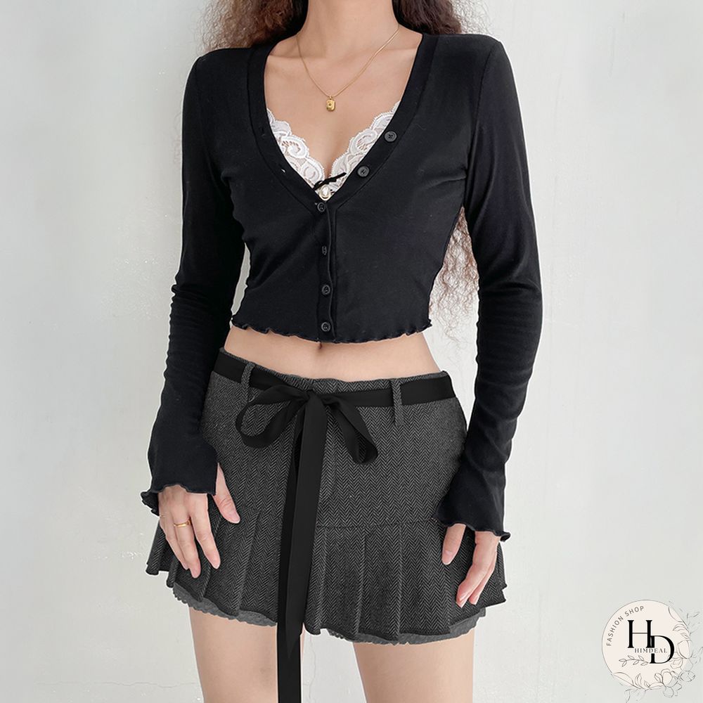 Y2k Fairycore T Shirt Women Grunge Aesthetic Lace Patchwork Long Sleeve Crop Top Korean Fashion Tee Streetwear