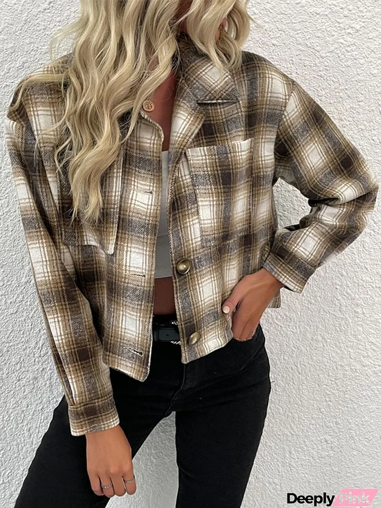 Plaid Button-Up Dropped Shoulder Shacket