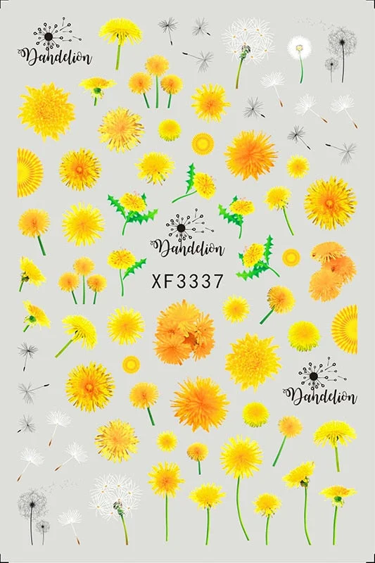 Popular Daisy Nail Sticker for Design Decoration Sunflower Nail Art Decals Adhesive Himawari Sticker for Nail Manicure Design