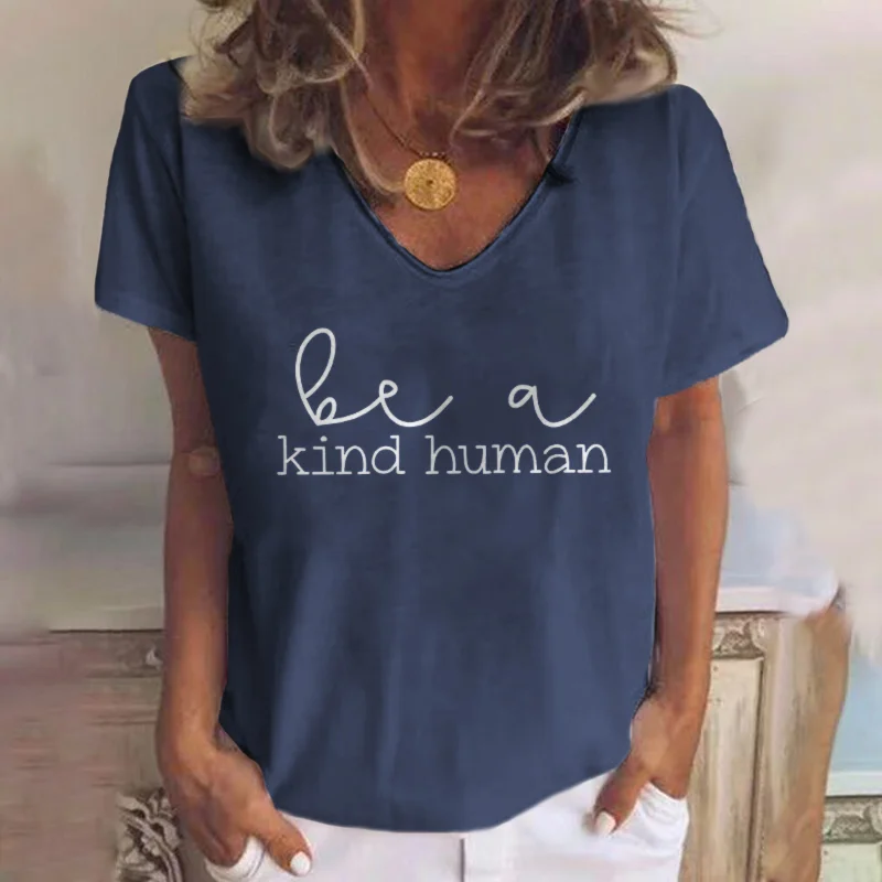 Women v-neck letter print graphic tees designer