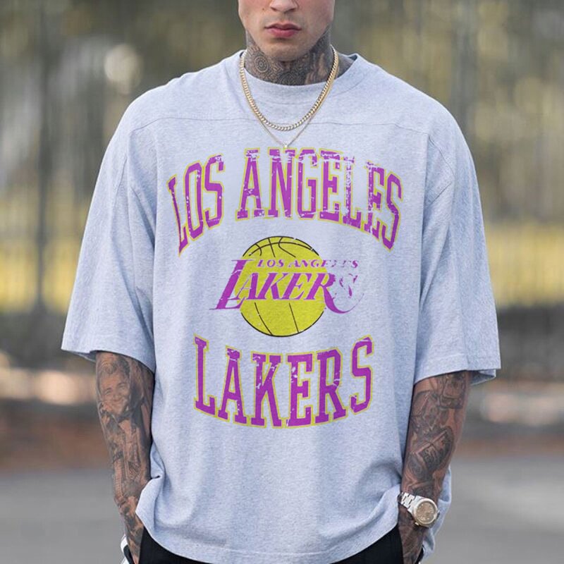 Lakers Basketball Team Letter Print T-shirt