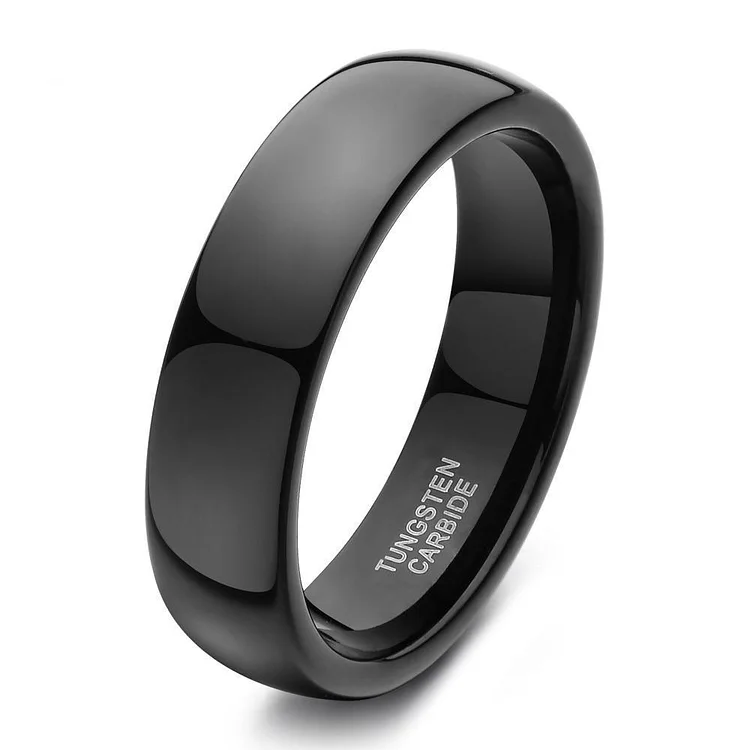 8mm & 6mm Flat Brushed Black Tungsten Couples Rings (Set/2Pc)