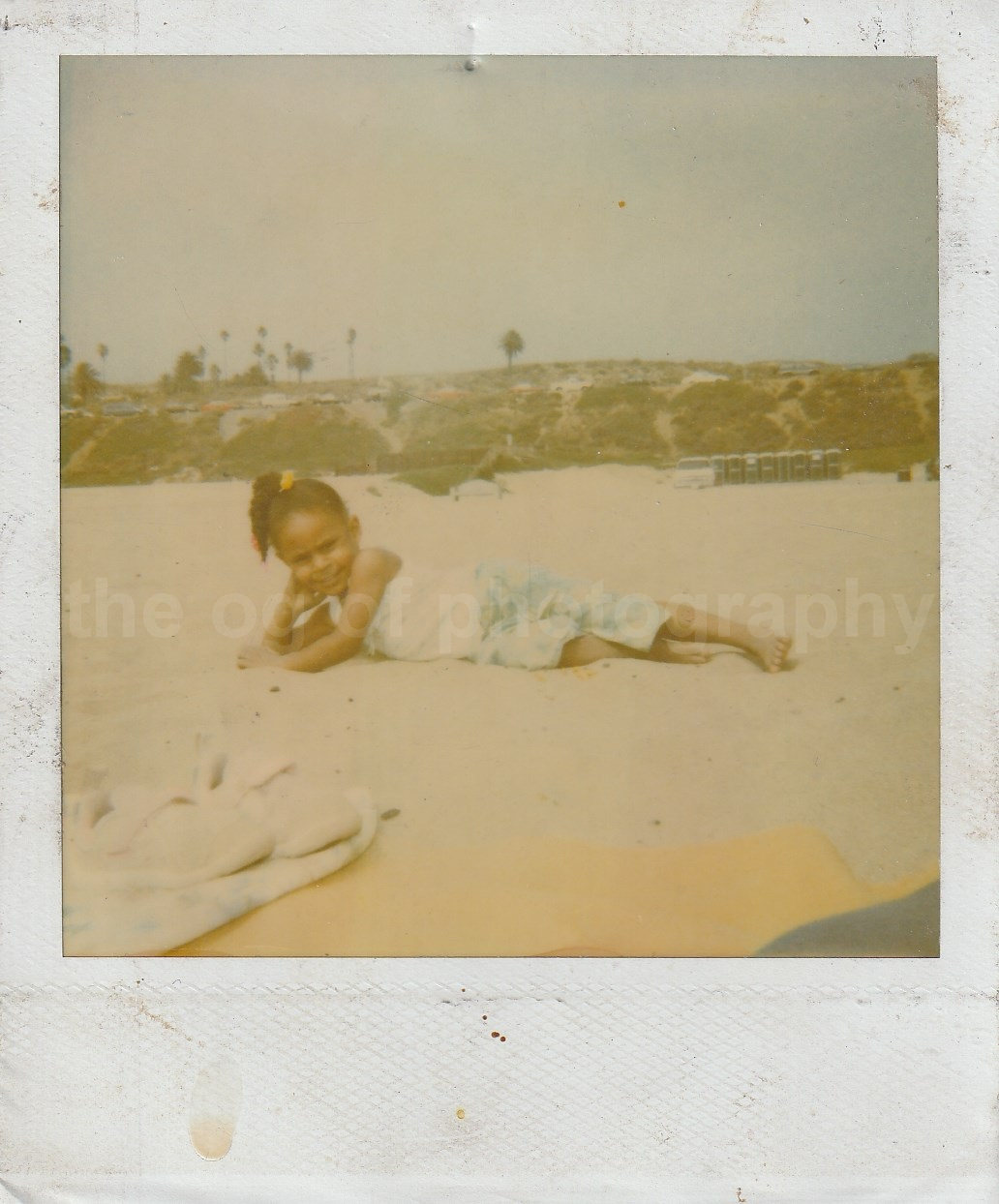 BEACH KID Vintage POLAROID Found Photo Poster paintingOriginal COLOR Girl 82 26