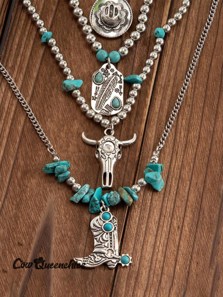 Turquoise Denim Necklace Multicolor / M